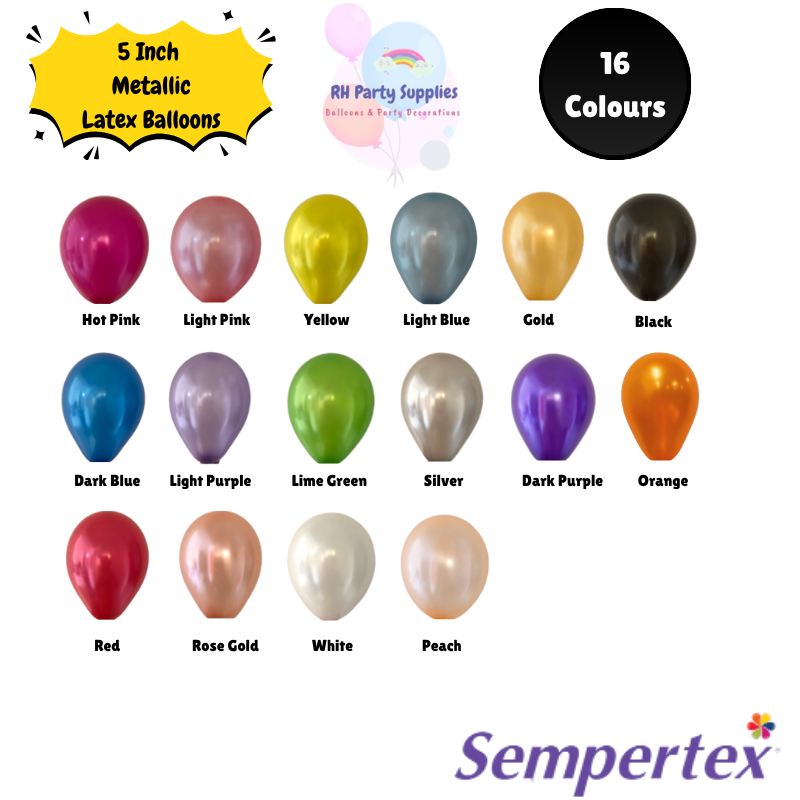 5 Inch Metallic Latex Balloons (Single Pc)