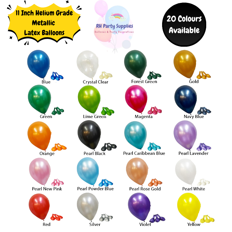 11 Inch Metallic Latex Balloons (Single Pc)