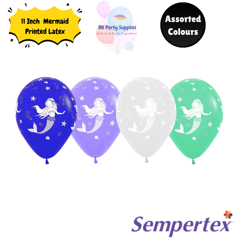 11 Inch Mermaid Printed Latex Balloons