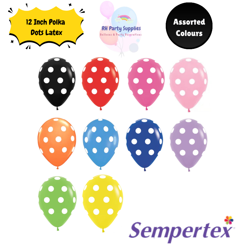 12 Inch Polka Dots Printed Latex Balloons (Single Pc)