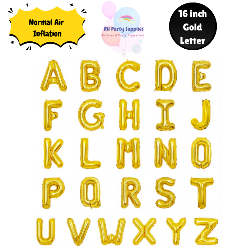 16 Inch Gold Alphabet Letter Balloons