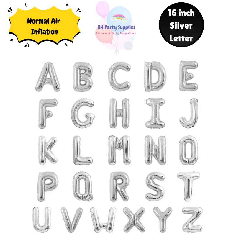 16 Inch Silver Alphabet Letter Balloons